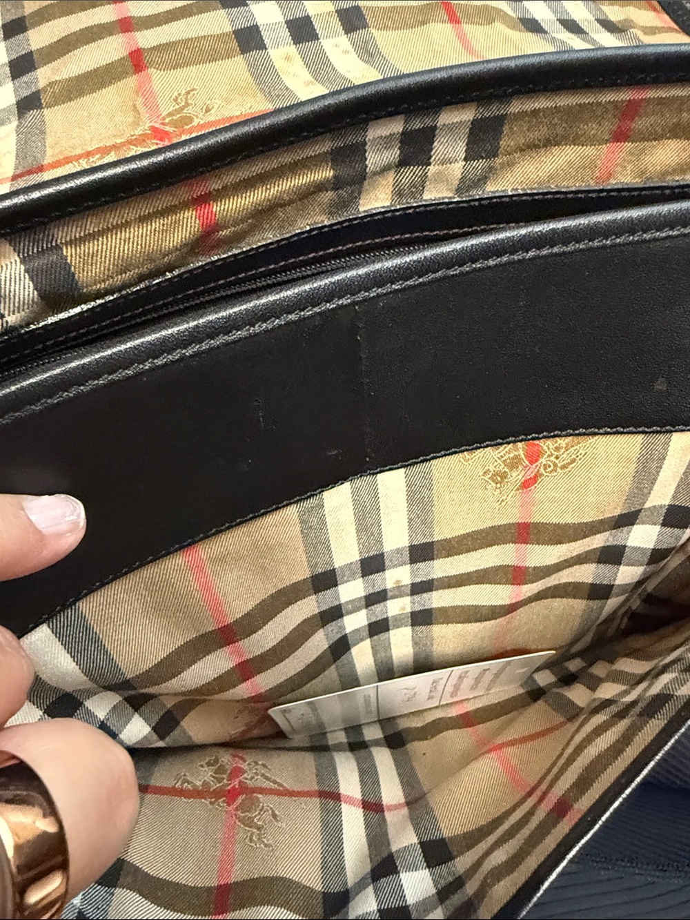 Burberrys Classic Black Leather Bag with Embossed Crest - Picture 7 of 13